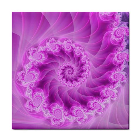 Silky Pink Spiral Fractal  Tile Coaster from ArtsNow.com Front