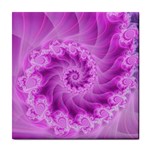 Silky Pink Spiral Fractal  Tile Coaster