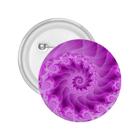 Silky Pink Spiral Fractal  2.25  Button from ArtsNow.com Front