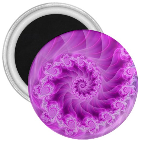 Silky Pink Spiral Fractal  3  Magnet from ArtsNow.com Front