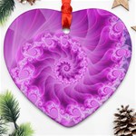 Silky Pink Spiral Fractal  Ornament (Heart)