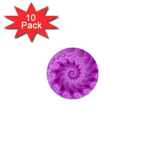 Silky Pink Spiral Fractal  1  Mini Button (10 pack)  from ArtsNow.com Front