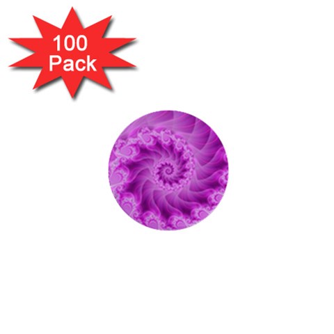 Silky Pink Spiral Fractal  1  Mini Button (100 pack)  from ArtsNow.com Front