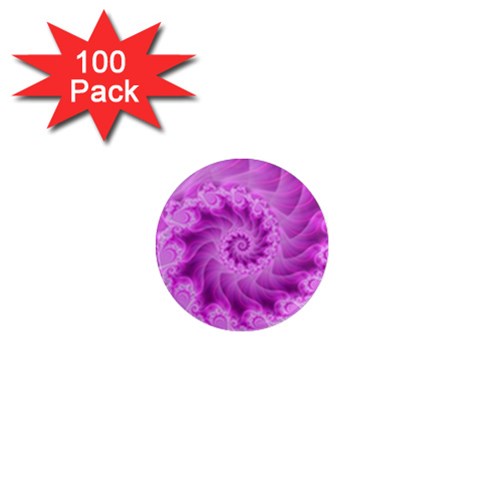 Silky Pink Spiral Fractal  1  Mini Magnet (100 pack)  from ArtsNow.com Front