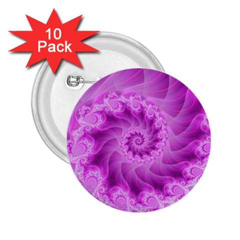 Silky Pink Spiral Fractal  2.25  Button (10 pack) from ArtsNow.com Front