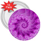 Silky Pink Spiral Fractal  3  Button (10 pack)