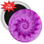 Silky Pink Spiral Fractal  3  Magnet (10 pack)