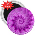 Silky Pink Spiral Fractal  3  Magnet (100 pack)