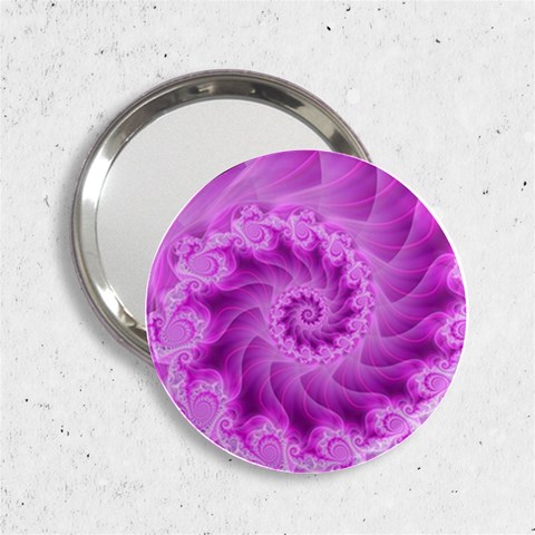 Silky Pink Spiral Fractal  2.25  Handbag Mirror from ArtsNow.com Front