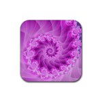 Silky Pink Spiral Fractal  Rubber Coaster (Square)