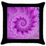 Silky Pink Spiral Fractal  Throw Pillow Case (Black)