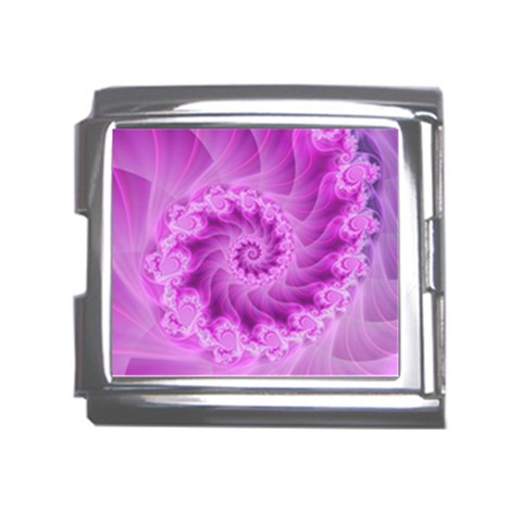 Silky Pink Spiral Fractal  Mega Link Italian Charm (18mm) from ArtsNow.com Front