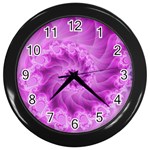 Silky Pink Spiral Fractal  Wall Clock (Black)