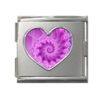 Silky Pink Spiral Fractal  Mega Link Heart Italian Charm (18mm)