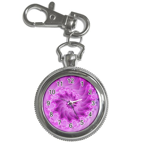 Silky Pink Spiral Fractal  Key Chain Watch from ArtsNow.com Front