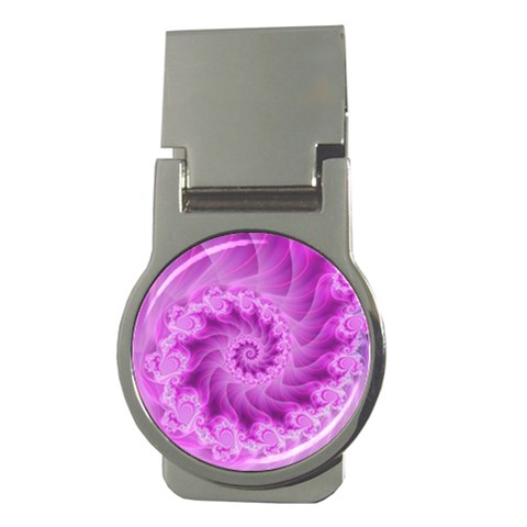 Silky Pink Spiral Fractal  Money Clip (Round) from ArtsNow.com Front