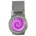 Silky Pink Spiral Fractal  Money Clip (CZ)