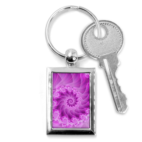 Silky Pink Spiral Fractal  Key Chain (Rectangle) from ArtsNow.com Front