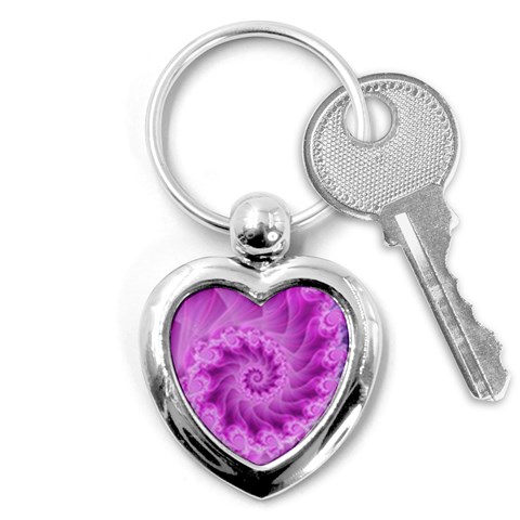 Silky Pink Spiral Fractal  Key Chain (Heart) from ArtsNow.com Front