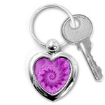 Silky Pink Spiral Fractal  Key Chain (Heart)