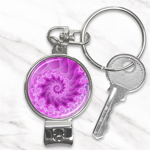 Silky Pink Spiral Fractal  Nail Clippers Key Chain from ArtsNow.com Front