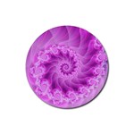 Silky Pink Spiral Fractal  Rubber Coaster (Round)