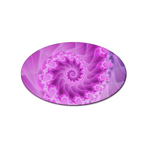 Silky Pink Spiral Fractal  Sticker (Oval) from ArtsNow.com Front