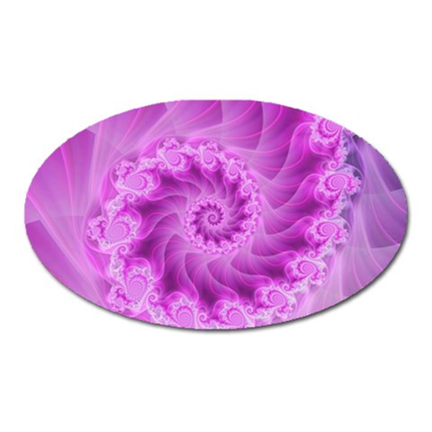 Silky Pink Spiral Fractal  Magnet (Oval) from ArtsNow.com Front