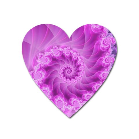 Silky Pink Spiral Fractal  Magnet (Heart) from ArtsNow.com Front