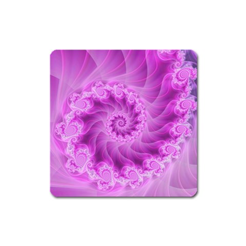 Silky Pink Spiral Fractal  Magnet (Square) from ArtsNow.com Front