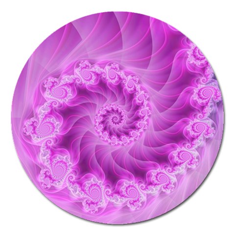 Silky Pink Spiral Fractal  Magnet 5  (Round) from ArtsNow.com Front