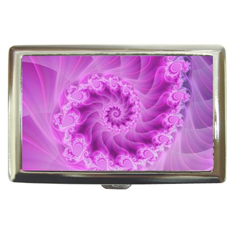 Silky Pink Spiral Fractal  Cigarette Money Case from ArtsNow.com Front