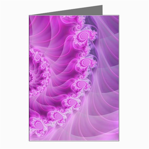 Silky Pink Spiral Fractal  Greeting Card from ArtsNow.com Left