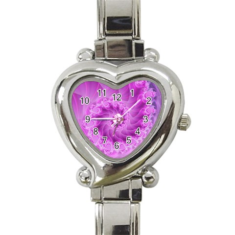 Silky Pink Spiral Fractal  Heart Italian Charm Watch from ArtsNow.com Front