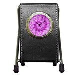 Silky Pink Spiral Fractal  Pen Holder Desk Clock