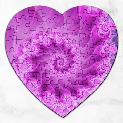 Silky Pink Spiral Fractal  Jigsaw Puzzle (Heart) from ArtsNow.com Front