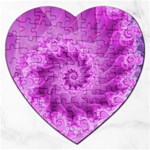 Silky Pink Spiral Fractal  Jigsaw Puzzle (Heart)