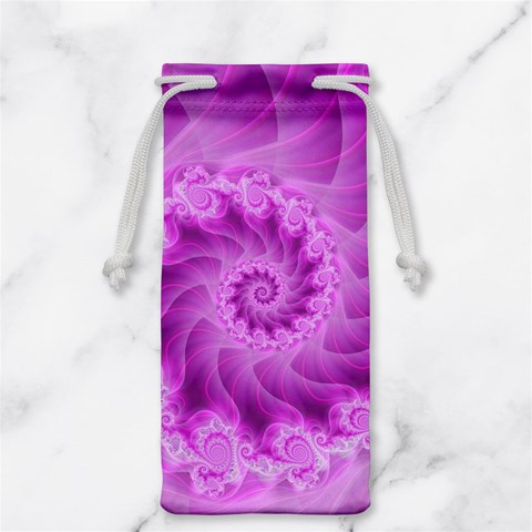 Silky Pink Spiral Fractal  Jewelry Bag from ArtsNow.com Front