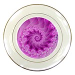 Silky Pink Spiral Fractal  Porcelain Plate