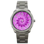 Silky Pink Spiral Fractal  Sport Metal Watch