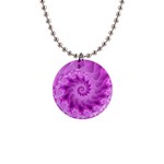 Silky Pink Spiral Fractal  1  Button Necklace