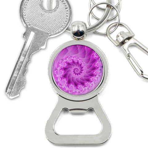 Silky Pink Spiral Fractal  Bottle Opener Key Chain from ArtsNow.com Front