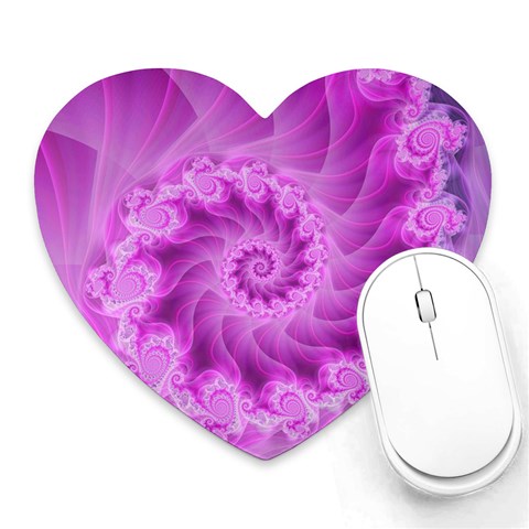 Silky Pink Spiral Fractal  Heart Mousepad from ArtsNow.com Front