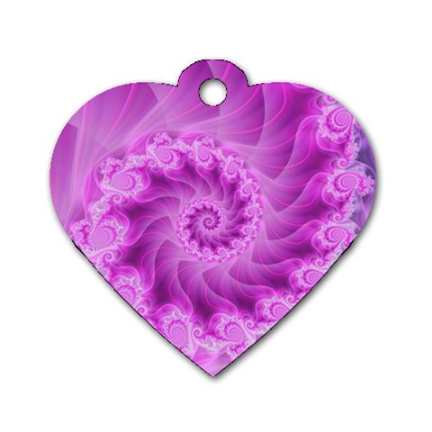 Silky Pink Spiral Fractal  Dog Tag Heart (One Side) from ArtsNow.com Front