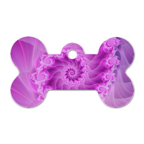 Silky Pink Spiral Fractal  Dog Tag Bone (Two Sides) from ArtsNow.com Front