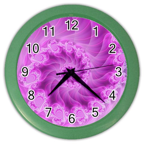 Silky Pink Spiral Fractal  Color Wall Clock from ArtsNow.com Front