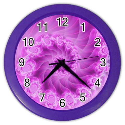 Silky Pink Spiral Fractal  Color Wall Clock from ArtsNow.com Front