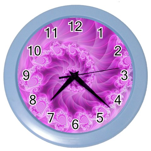 Silky Pink Spiral Fractal  Color Wall Clock from ArtsNow.com Front