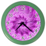 Silky Pink Spiral Fractal  Color Wall Clock