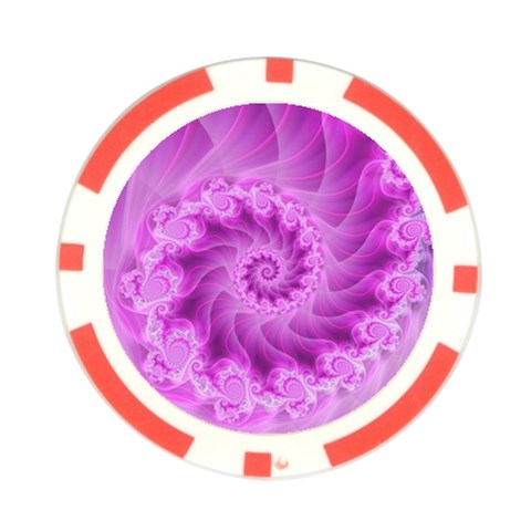 Silky Pink Spiral Fractal  Poker Chip Card Guard from ArtsNow.com Front